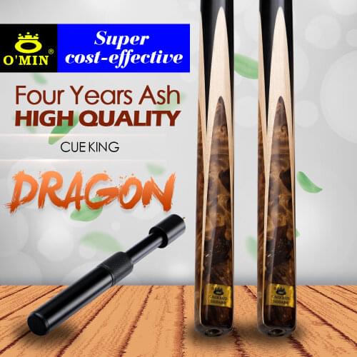 Original O'MIN DRAGON Billiard Snooker Cue Tabby maple Shadow wood Butt 9.5mm Tip Ash shaft Black 8 with Case with Extension