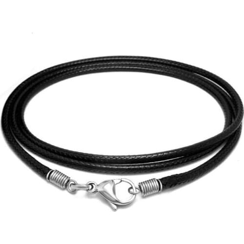 Black Leather Chain Necklace for Women Men Handmade Braid Rope Long Necklace 40/50/60/70/80/90CM Neck Pendant Chain Jewelry Gift