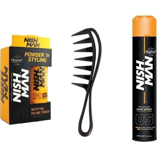 Hair Styling Volumizing Hair Powder 20gr Flexible Ease of Use, (1 Pc Powder Wax + 1 Pc Wide Comb + 1 Pc Hair Spray)