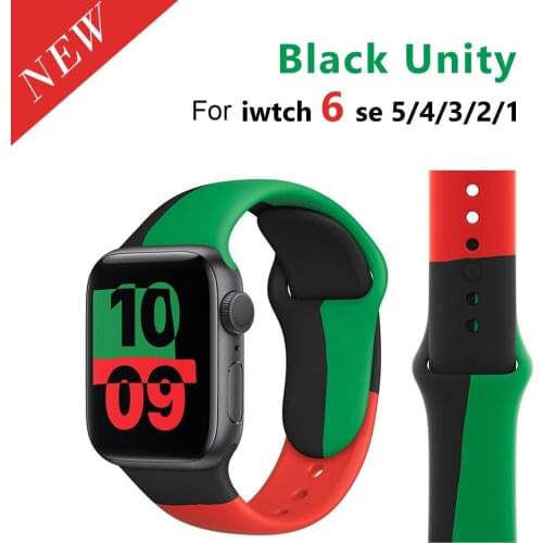 Strap For Apple Watch band 6 SE 44mm 40mm Black Unity smartwatch belt Sport Silicone bracelet for iWatch series 3 4 5 38mm 42mm