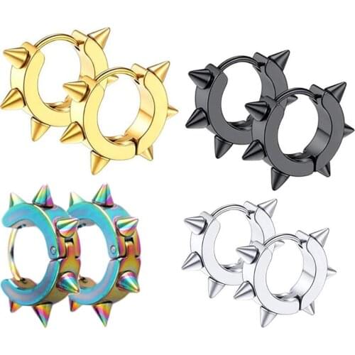 Multiple Styles Unisex Black Color Stainless Steel Piercing Earring For Women Men Punk Gothic Barbell Earring Ear Circle