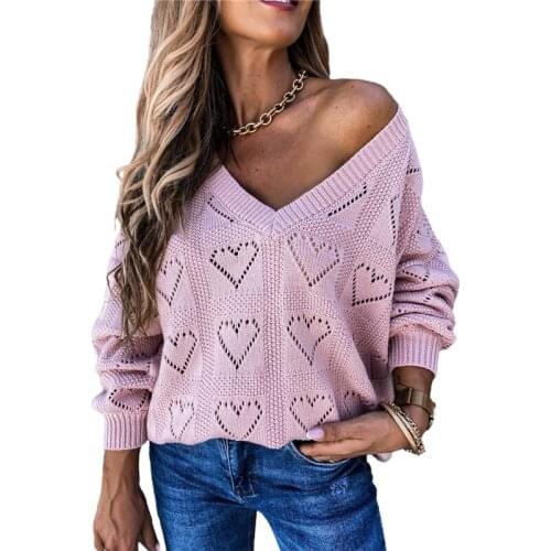Sweater For Women Fashion Pullover Top Autumn Winter Knitted Knitwear Elegant Ladies Long Sleeve V Neck Sweater Streetwear