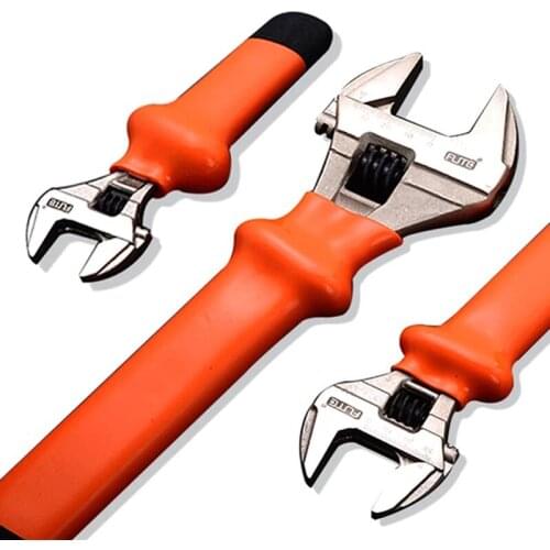 Universal Wrench 6/8/10/12 Inch Adjustable Large Opening Spanner Insulated Rubber Handle Household DIY Repair Hand Tools