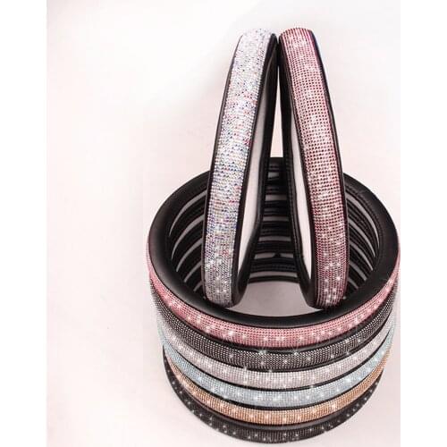 38cm Universal Anti Skid Car Steering Wheel Cover Cute Steering Cover Case with Crystals for Styling Steering Wheel Cover