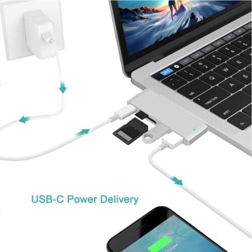 Multi-ports 5-in-1 USB C Hub Portable Type C Hub USB 3.0 SD TF Card Reader Adaptors USB C Splitter For MacBook Pro 2016