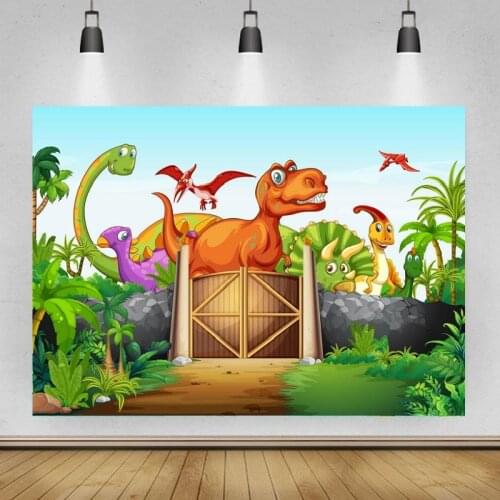 Dinosaur Painted Portrait Photography Background Boys Birthday Party Family Activities Decors Vinyl Backdrop Studio Props