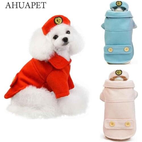 Yorkie Winter Coats Uniform Winter Jacket Dog Pet Outfits Dogs Clothes Stewardess Uniform Chihuahua Clothing Ropa Perro Soft