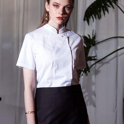 Ladies restaurant uniforms shirts Restaurant Cooking coat Hotel Chef Kitchen Uniform summer Catering Cafe Sushi Waiter Workwear