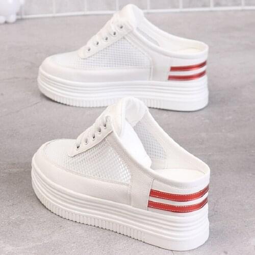 Size 34-40 2021 New Summer Womens Slippers Sneakers Style Shoes for Woman 8cm Heels Ladies White Sliver Wild Leisure Flip Flops