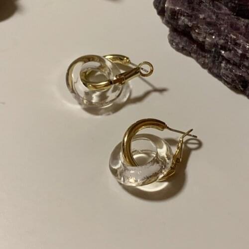 Temperament Transparent Crystal Ring For Women Female Gold Color Ear Accessories Party Friendship Fine Jewelry Gift