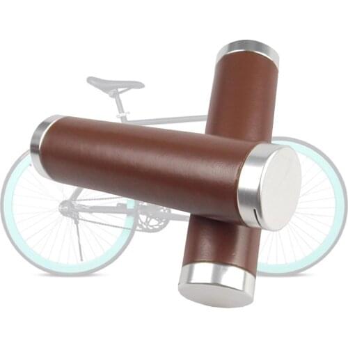 1 Pair Vintage Cycling Faux Leather MTB Mountain Bike Bicycle Cover Handle Griper