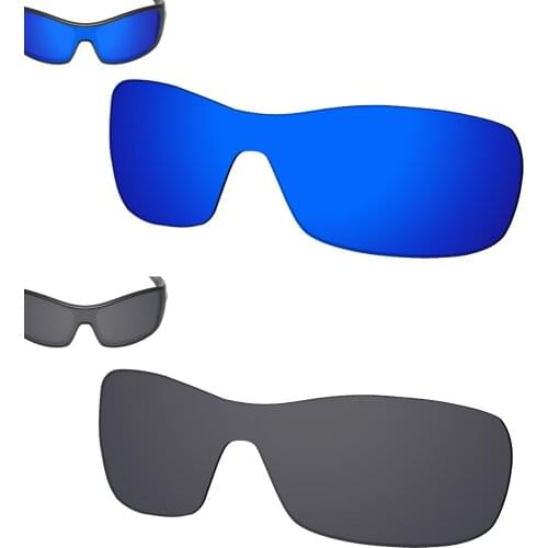 SmartVLT 2 Pieces Polarized Sunglasses Replacement Lenses for Oakley Antix -Deep Blue and Solid Black