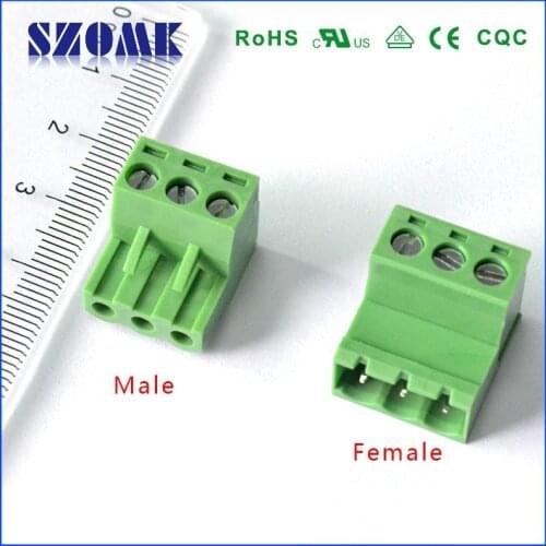 20 pcs/lot, hot selling szomk electrical wire terminal blocks green terminals connectors 5.08 pitch -3 pins