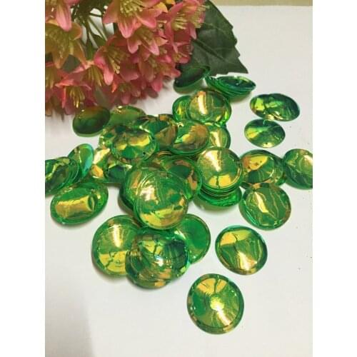 200pcs/lot Large Round Sequins 20mm PVC Cup With 2 Side Holes Garment Decoration Handmade Clothing Accessories Crafts Green