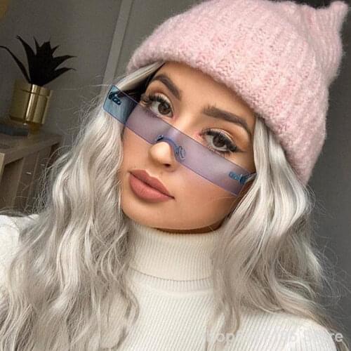 2020 Fashion New Rectangle Sunglasses Women Luxury Brand Designer Red Pink Clear Small Lens Personality Sun Glasses Shades UV400