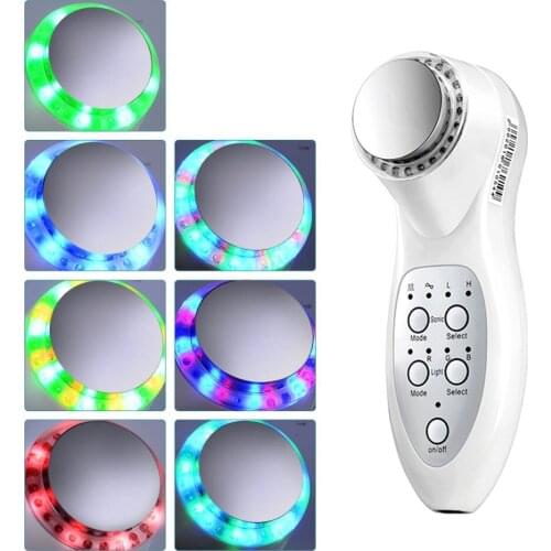 3Mhz Electric Ultrasonic Lifting Face Cleaner Massager 7 Photon Lights Sonic Facial Skin Cleanser Anti Aging Wrinkle Removal