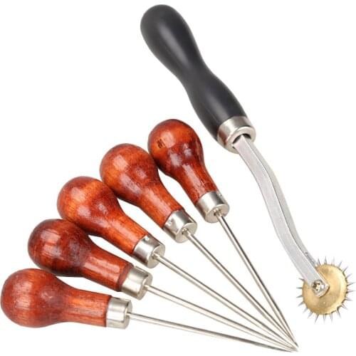 4mm Leather Cloth Overstitch Wheel with Awl Pin Sewing Punch Hole Tool -15