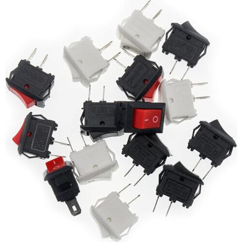 5/10/15 pcs KCD11 15*10 2 Pin 3A 250V Boat Switch Red Black White Snap-in SPST ON OFF Rocker Position MINI Switch 15mmx10mm