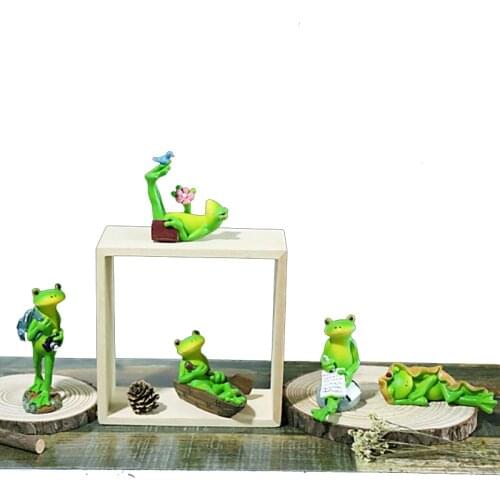 5 Styles Resin Frogs Miniature Figurines Home Garden Yard Decoration Frog Statues Sculptures Landscaping Decorative Ornaments