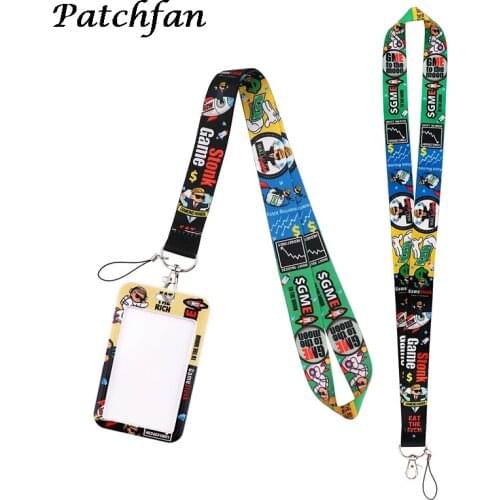 AD550 Patchfan Cartoon Funny Rich Man Card Holder ID Holder Bus Card Holder Staff Card With Lanyard