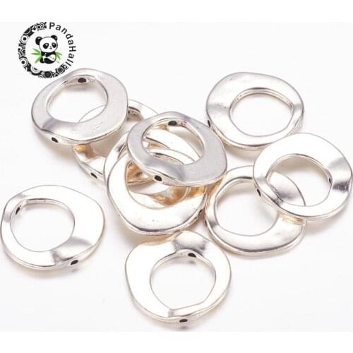 Antique Silver Color Tibetan Style 20.5x20.5x3mm Irregular Ring Bead Frames, Lead Free & Cadmium Free & Nickel Free, Hole: 12mm
