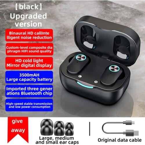 New TW32 Smart Digital Display Bluetooth Headset Wireless Mini HIFI Headset Stereo Touch Control in-Ear Sports Earphone 3500mAh