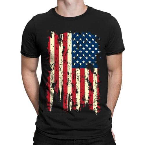 Colored USA Distressed Flag Patriotism 4th Of July Firework Adult Mens T-Shirt