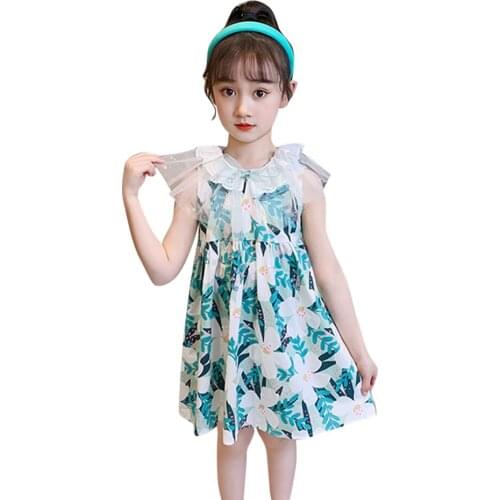 Girls Summer Dress Mesh Dresses For Girl Floral Children Dresses Sequin Costume For Girls 6 8 10 12 14