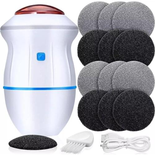 Portable Electric Vacuum Adsorption Foot Grinder Electronic Foot File Pedicure Tools Callus Remover Feet Care Sander with 12 Pcs