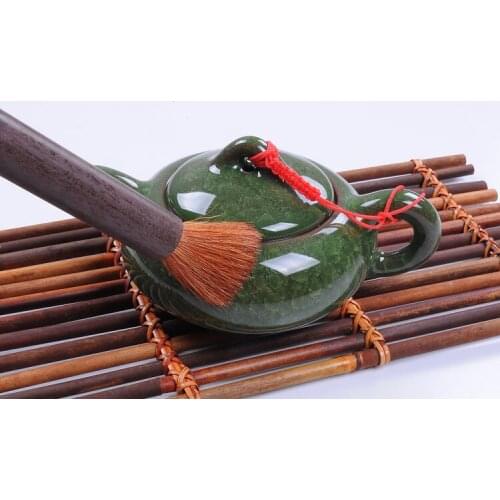 Hot sell 100pcs/lot Ebony Wooden Long Handle Grinder Tea Brush Kitchen Washing Cleaning Coffee Tea Tool