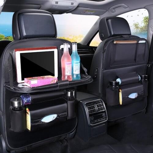 PU leather Car Organizer For kids Auto front Seat Back Storage Bag Bottle Paper Towel Tablet Holder Gadget Interior Accessories