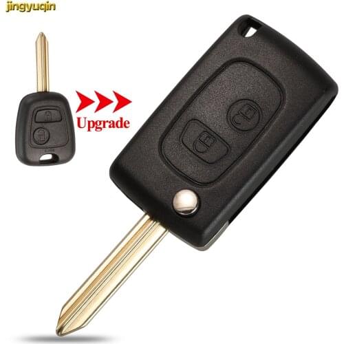 Jingyuqin 10pcs 2 BTN Modified Car Key Flip Folding Auto Key Fob Shell Car Alarm For Citroen Elysee Saxo Berlingo Xsara Picasso