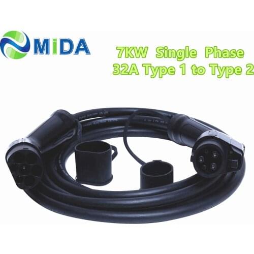 10Meter 32Amp Type 1 to Type 2 EV Charging Cable Lead SAE J1772 EV Connector for Car to Type 2 Male EV Plug EV Charger Station