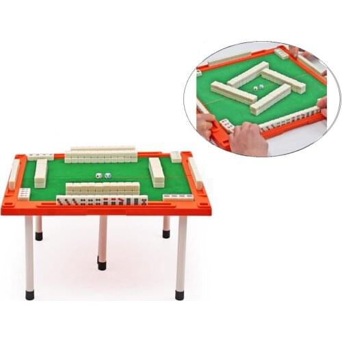 Mini Mahjong Portable Travel Board Game Chinese Mahjong Set With Foldable Table