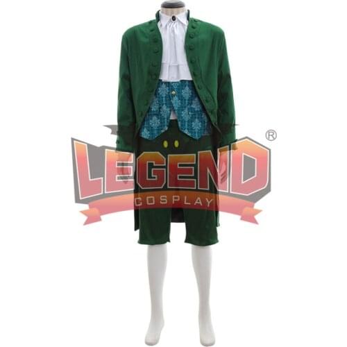 18th Century men fashion outfit fancy dress rococo green Frockcoat 1700s outfit colonial men medieval cosplay costume