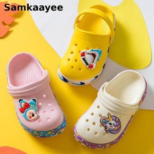 0-8y Kids Mules Clogs Summer Baby Boys Girls Sandals Cartoon Deer Toddler Beach Slippers Children Flat Heel Cute Garden Shoes 20