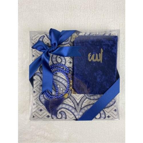 Navy blue Boxed Yasin Rosary Prayer Rug Set