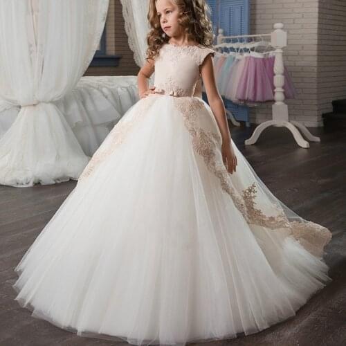 Floor Dress Teenager Bridesmaid Dress Kids Clothes For Girls Children Retro Lace Princess Clothing Girl Party Wedding Vestidos