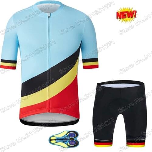 New Blue Belgium Team 2021 Cycling Jersey Set Summer Clothing Mens Road Bike Shirts Suit Bicycle Bib Shorts MTB Maillot Culotte