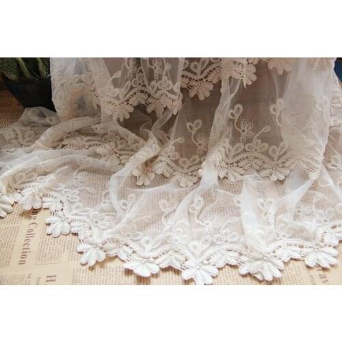 New Arrival 1 YDS 47inch Lovely Beige DIY Lace Embroidered Fabric Accessory Free Shipping Z057