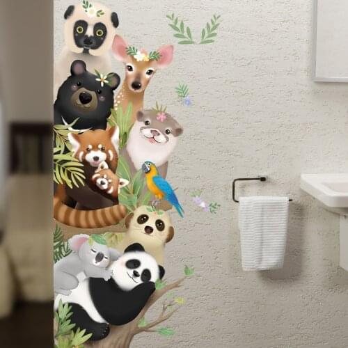 New Cartoon Forest Animals Wall Stickers for Bedroom Kids Room Nursery Living Room Eco-Friendly Self-adhesive Door Wall Decals