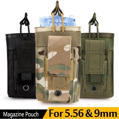 Hunting Single/Double/Triple Molle Magazine Pouch Tactical Pistol Rifle 5.56mm 9mm Mag Pouch Holster for Glock 17 AR 15 AK 47