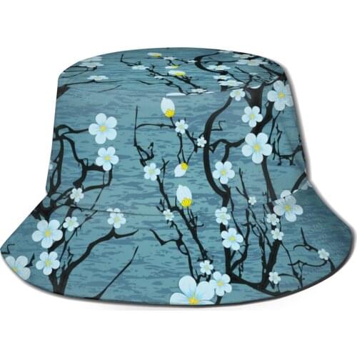 Bucket Hats Fisherman Caps For Women Men Gorras Floral Sakura Tree Branches Japanese Cherry Blossom Spring Kitsch Graphic Art