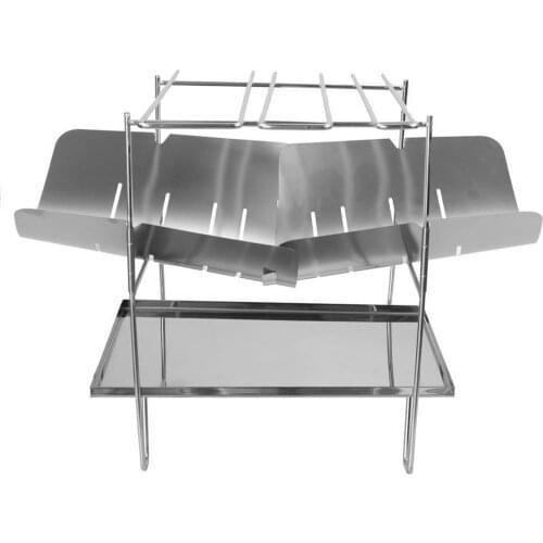 Full Set Foldable Stainless Steel Grill Stand Camping Firewood Burning Furnace BBQ Grill Stove Set,Outdoor Cooking Accessories