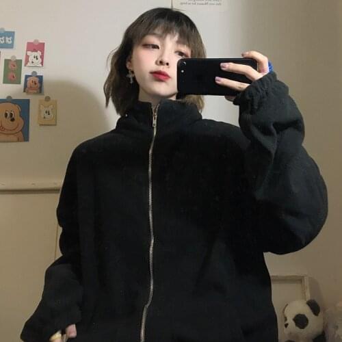 Polar Fleece Sweatshirt Womens Sense Womens Minority Loose Korean Harajuku Style Salt Series Qn