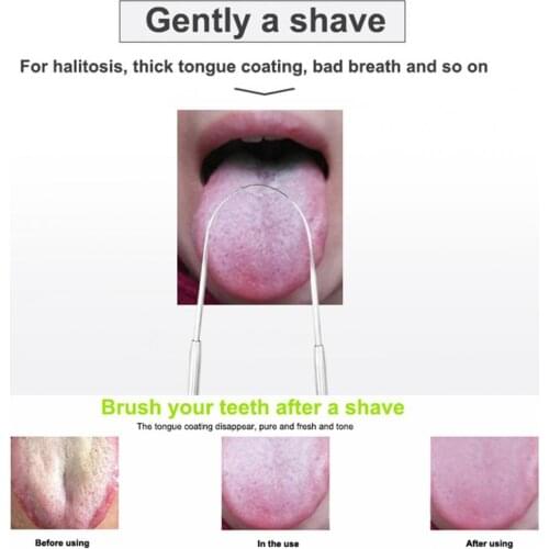 50% Hot Sale Smooth Edge Tongue Cleaner Refresh Mouth Portable Stainless Steel Fresh Breath Oral Cleaner Brush for Home Use