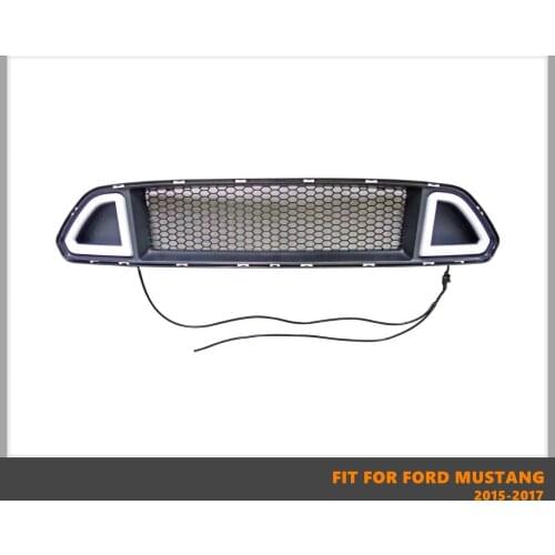 Good Quality ABS Front Middle Grille Racing Grill Front Bumper Grill With LED Lights 3 Colors For Ford Mustang 2015 2016 2017