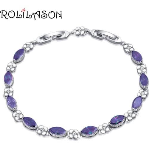 ROLILASON vintage style Fashion Rainbow multicolor Crystal Zircon Bracelet Classic mothers day Gift TB1164