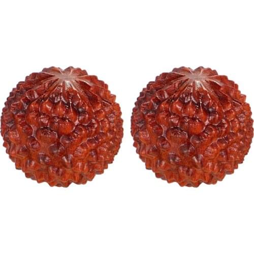 2pcs Handheld Massage Balls Chinese Wenwan Hand Massage Ball Acupressure Ball Pear Wood Carving Crafts