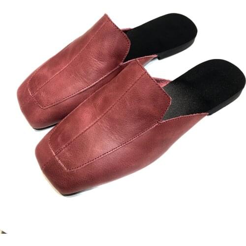 Women Slippers Shoes Handmade Genuine Leather Non slip Casual Ladies Slippers Outdoor Slippers Slides Women Summer Sandals